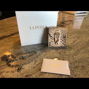 La Perla mini bag w/ strap. Calf skin (snake print